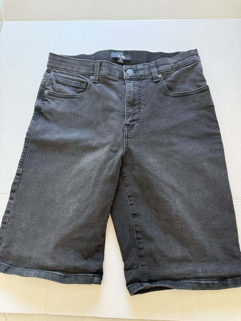 LuLaRoe Womens 30 Denim Bermuda Shorts Black Jean Knee Length Comfort Waist